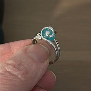 Silver Wave Ring with Interchangeable Coloured Ball